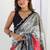 Multi color chinon printed party wear saree