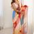 Multi color chinon printed party wear saree