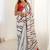 Off white chinon printed party wear saree