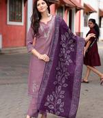 Women Viscos Weaving Hand & Threadwork Kurta With Trousers & With Dupatta