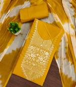 Women's yellow thread embroidery pc cotton dress material