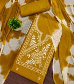 Women's yellow thread sequence embroidery pc cotton dress material