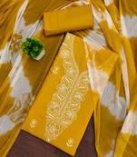 Women's yellow thread sequence embroidery pc cotton dress material