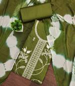 Women's mehandi thread sequence embroidery pc cotton dress material