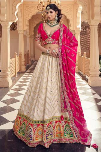 OFFWHITE MULTY WORK VISCOSE LEHENGA CHOLI FOR WEDDING