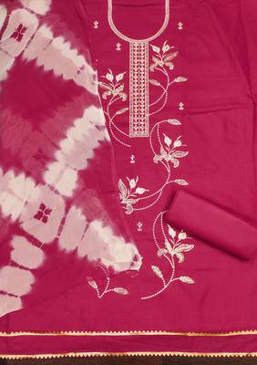 Women's pink thread sequence embroidery pc cotton dress material 2
