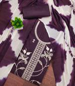 Women's purple thread sequence embroidery pc cotton dress material