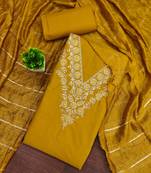 Women's mehandi thread sequence embroidery pc cotton dress material