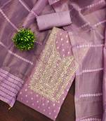 Women's levender woven sequence embroidery simmer buti jacquard dress material