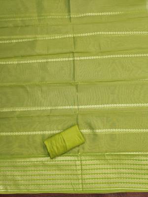 Women's mehandi woven sequence embroidery simmer buti jacquard dress material 4