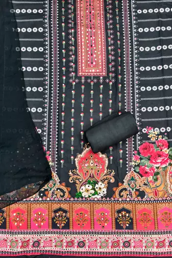 Women's multi print and mirror work rayon cotton dress material