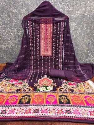 Women's multi print and mirror work rayon cotton dress material 3