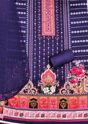 Women's multi print and mirror work rayon cotton dress material 2