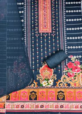 Women's multi print and mirror work rayon cotton dress material 2