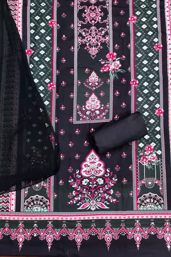 Women's multi print and mirror work rayon cotton dress material