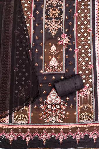 Women's multi print and mirror work rayon cotton dress material