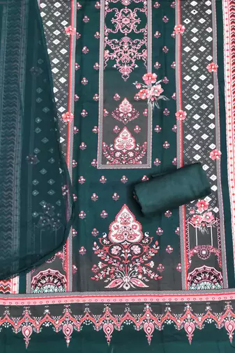 Women's multi print and mirror work rayon cotton dress material