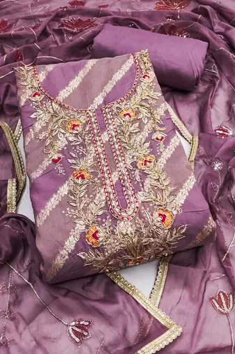 Women's purple unstitched weaving & handwork simmer modal cotton dress material (msmfc11593a)