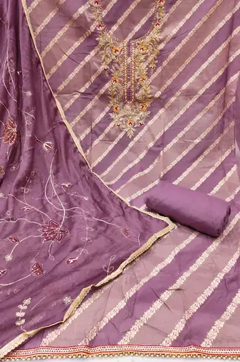 Women's purple weaving & handwork simmer modal cotton dress material