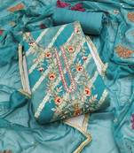 Women's blue unstitched weaving & handwork simmer modal cotton dress material (msmfc11593c)