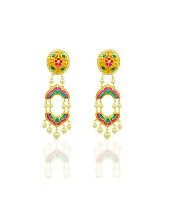gold plated Multicolor pearl dangler earrings in Sterling Silver 2