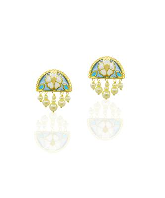 gold plated Multicolor stud earrings in Sterling Silver 2