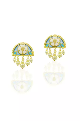 gold plated Multicolor stud earrings in Sterling Silver
