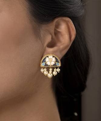 gold plated Multicolor stud earrings in Sterling Silver 1