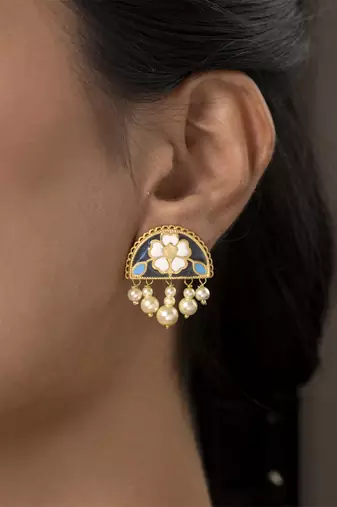 gold plated Multicolor stud earrings in Sterling Silver
