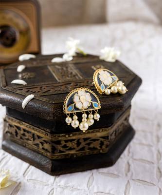 gold plated Multicolor stud earrings in Sterling Silver 3