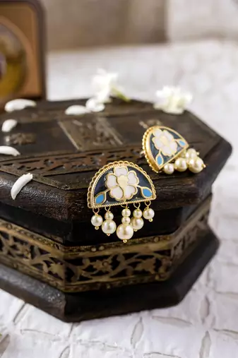 gold plated Multicolor stud earrings in Sterling Silver