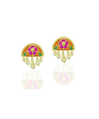 gold plated Multicolor stud earrings in Sterling Silver 2