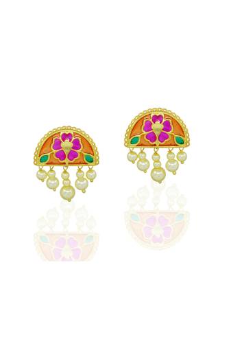 gold plated Multicolor stud earrings in Sterling Silver
