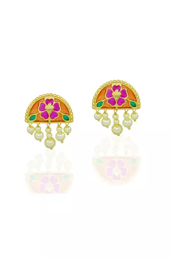 gold plated Multicolor stud earrings in Sterling Silver