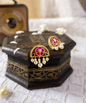 gold plated Multicolor stud earrings in Sterling Silver 3