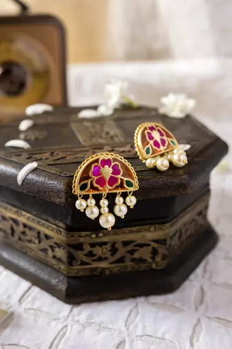 gold plated Multicolor stud earrings in Sterling Silver