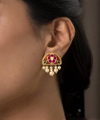 gold plated Multicolor stud earrings in Sterling Silver 1