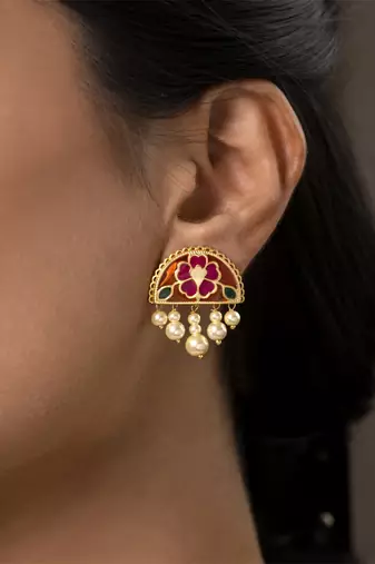 gold plated Multicolor stud earrings in Sterling Silver
