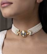 gold plated pearl choker necklace in Sterling Silver