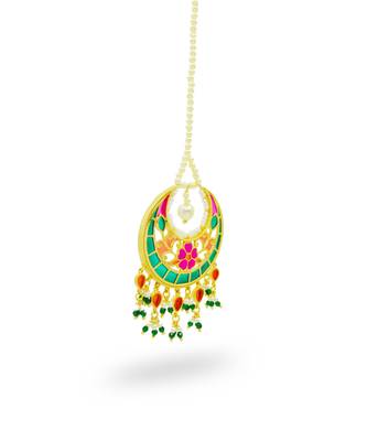 gold plated Multicolor mangtikka in Sterling Silver 1