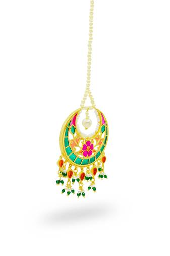 gold plated Multicolor mangtikka in Sterling Silver
