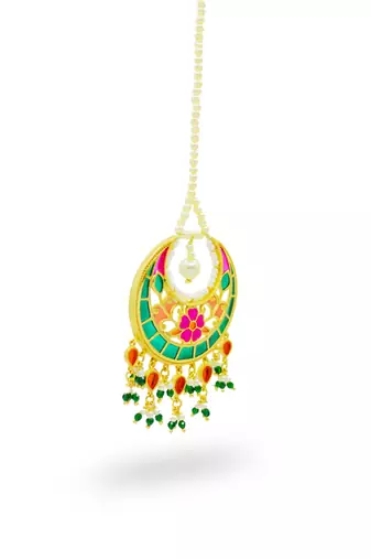 gold plated Multicolor mangtikka in Sterling Silver