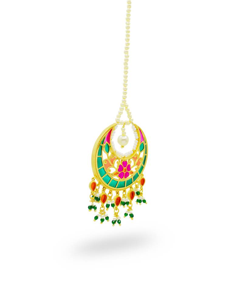 gold plated Multicolor mangtikka in Sterling Silver