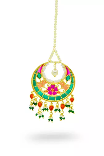 gold plated Multicolor mangtikka in Sterling Silver