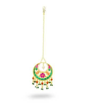 gold plated Multicolor mangtikka in Sterling Silver 3