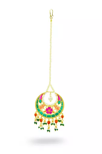 gold plated Multicolor mangtikka in Sterling Silver