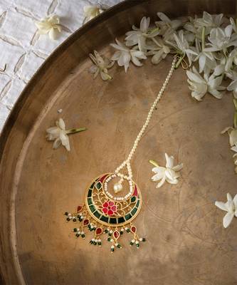 gold plated Multicolor mangtikka in Sterling Silver 4