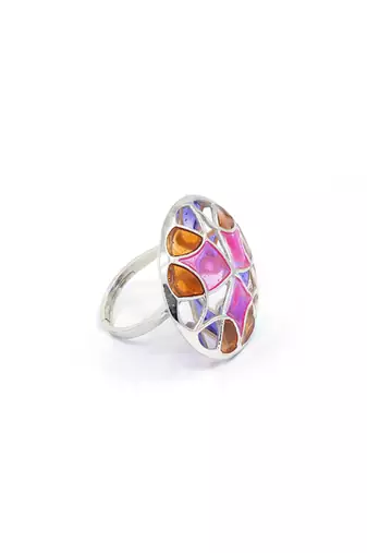 Silver Plated Multicolor stone ring in Sterling Silver