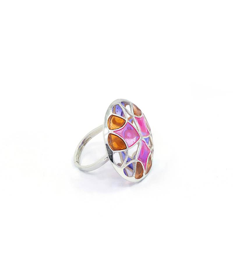 Silver Plated Multicolor stone ring in Sterling Silver