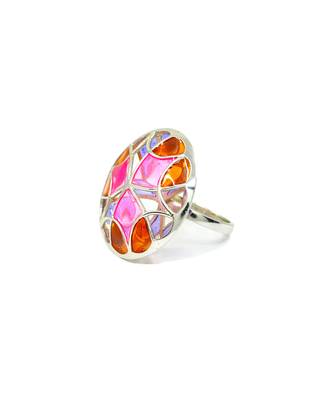 Silver Plated Multicolor stone ring in Sterling Silver 2